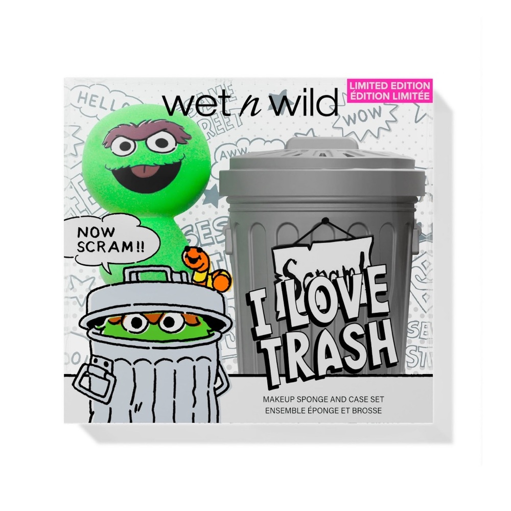 wet n wild x Sesame Street Oscar the Grouch I Love Trash Makeup Sponge Case Set